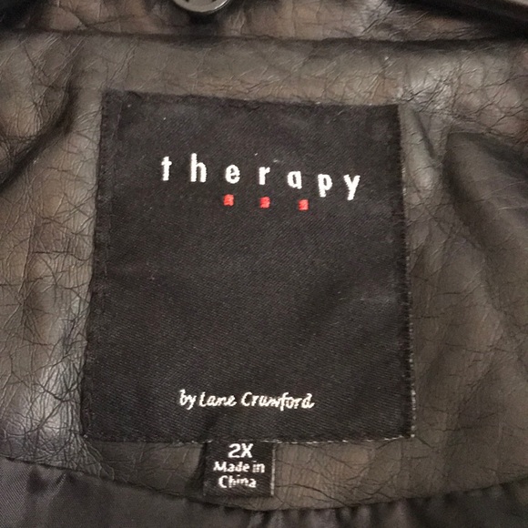 Black Faux Leather Jack with Stretch Arms & Waist - Picture 6 of 8